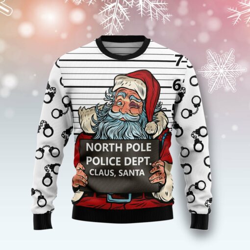 North Pole Police Dept Santa Claus Ugly Christmas Sweater 