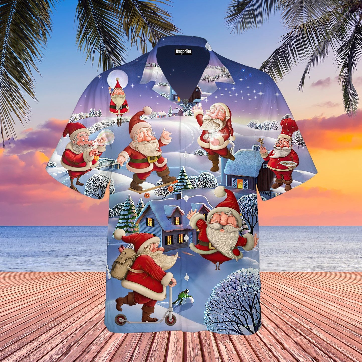 OragonTee Stay Cool Santa Claus Christmas Hawaiian Shirt | For Men & Women | Adult | WT1004