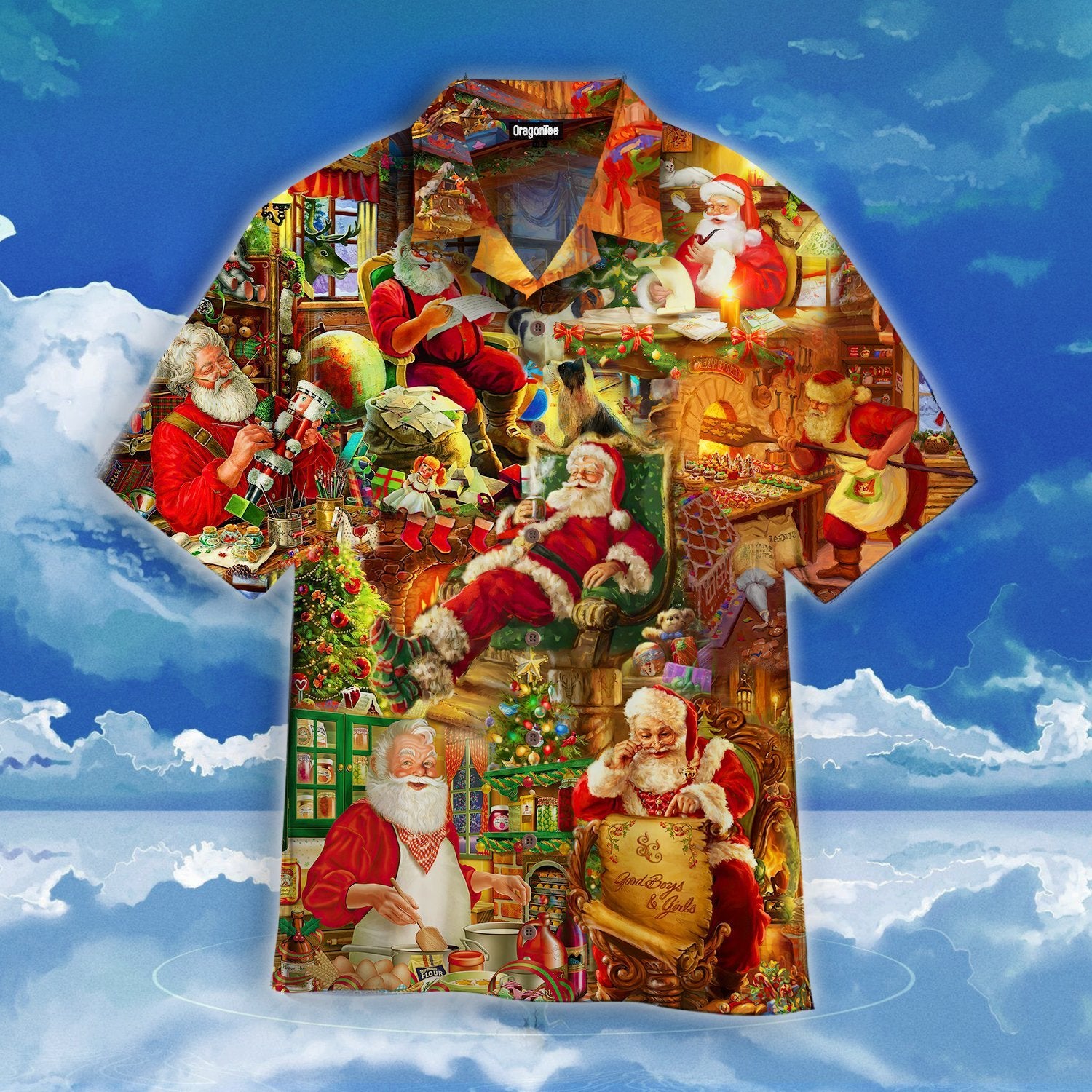 OragonTee Santa Claus In Daily Life Christmas Hawaiian Shirt | For Men & Women | Adult | WT1009