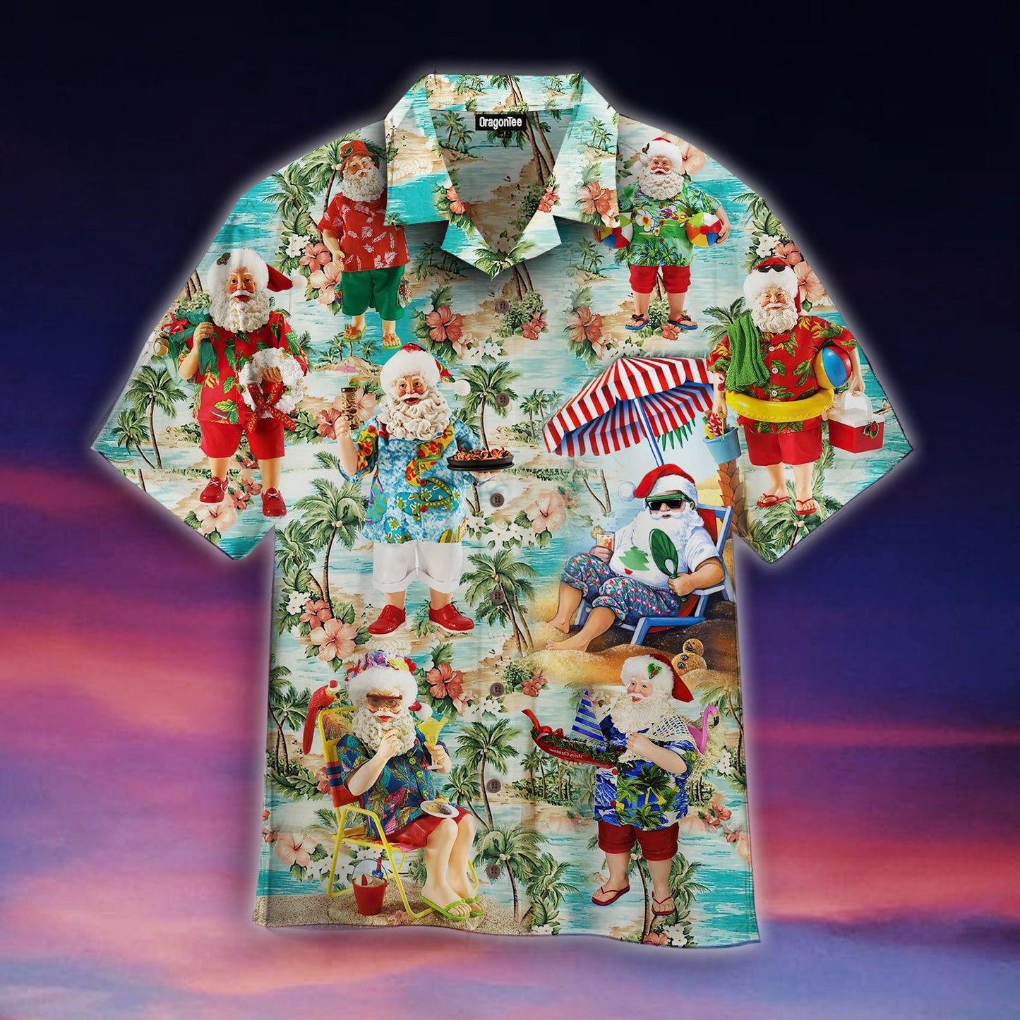 OragonTee Amazing Santa Summer Vacation Hawaiian Shirt | For Men & Women | Adult | WT1017