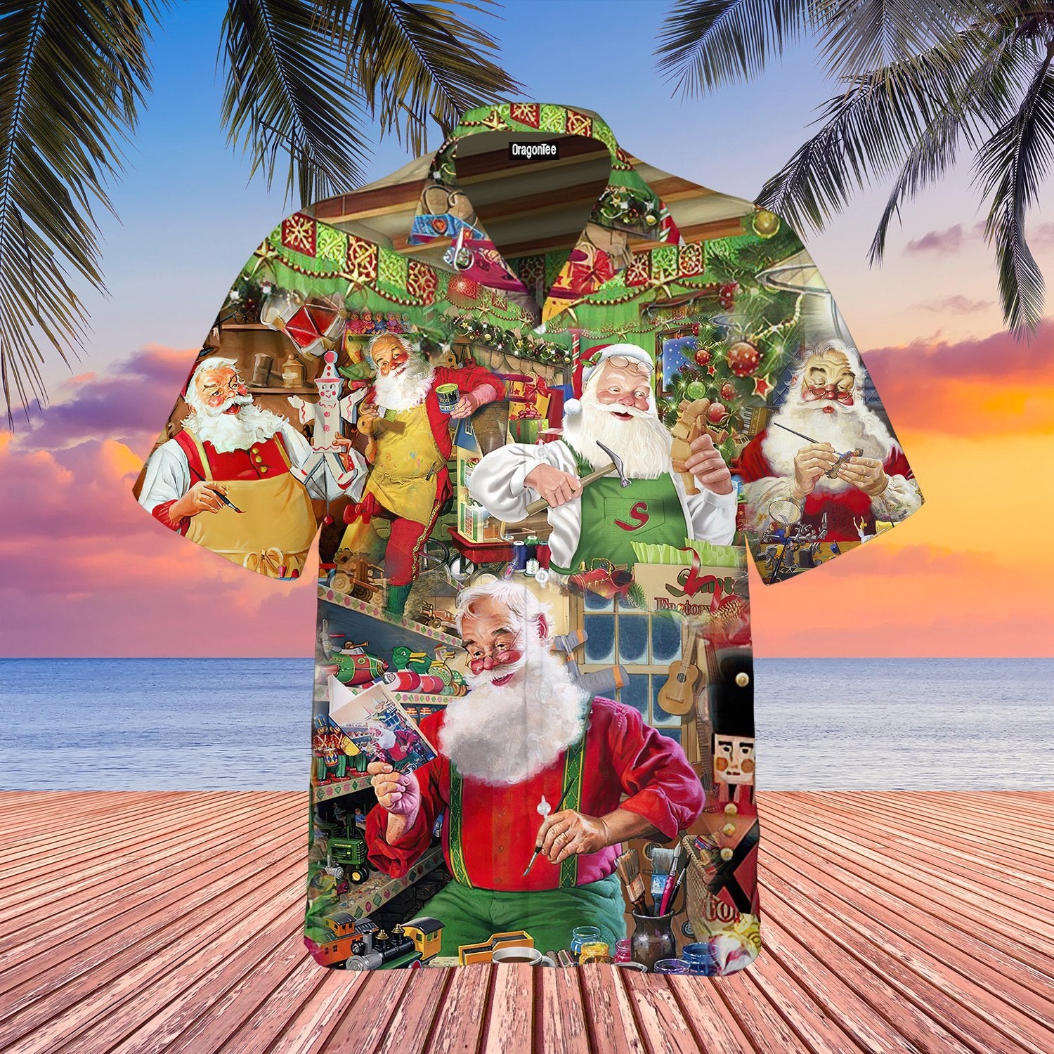 OragonTee I Turn Wood Into Things Santa Claus Christmas Hawaiian Shirt | For Men & Women | Adult | WT1019