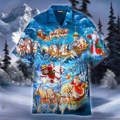 OragonTee Santa Rides Into Town With Horse Hawaiian Shirt | For Men & Women | Adult | WT1020