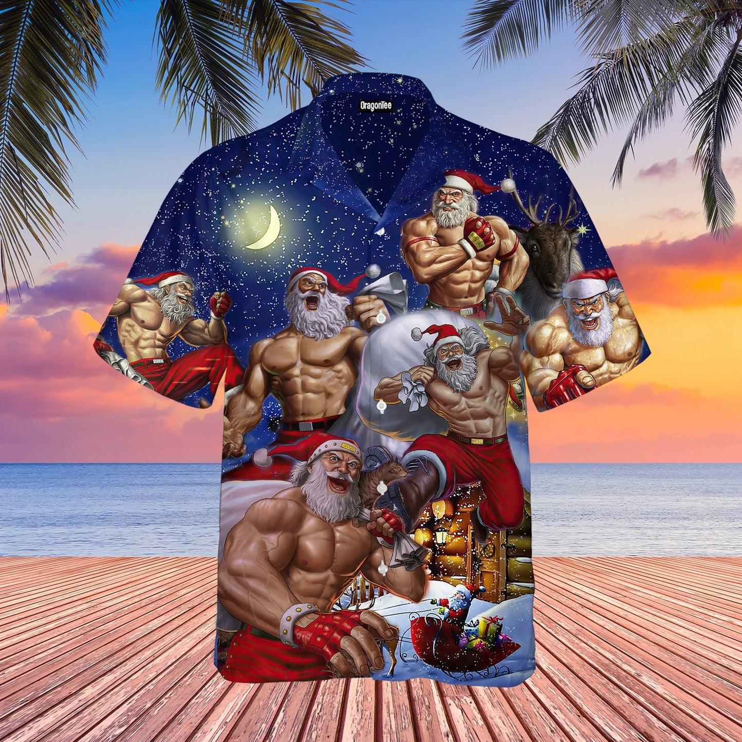 OragonTee No Lift No Gift Christmas Workout Santa Hawaiian Shirt | For Men & Women | Adult | WT1024