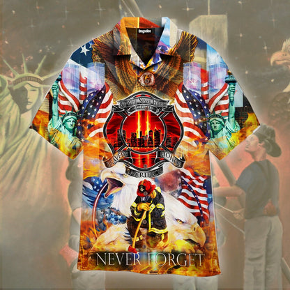 OragonTee Never forget 9.11 Firefighter Hawaiian Shirt | For Men & Women | Adult | WT1039