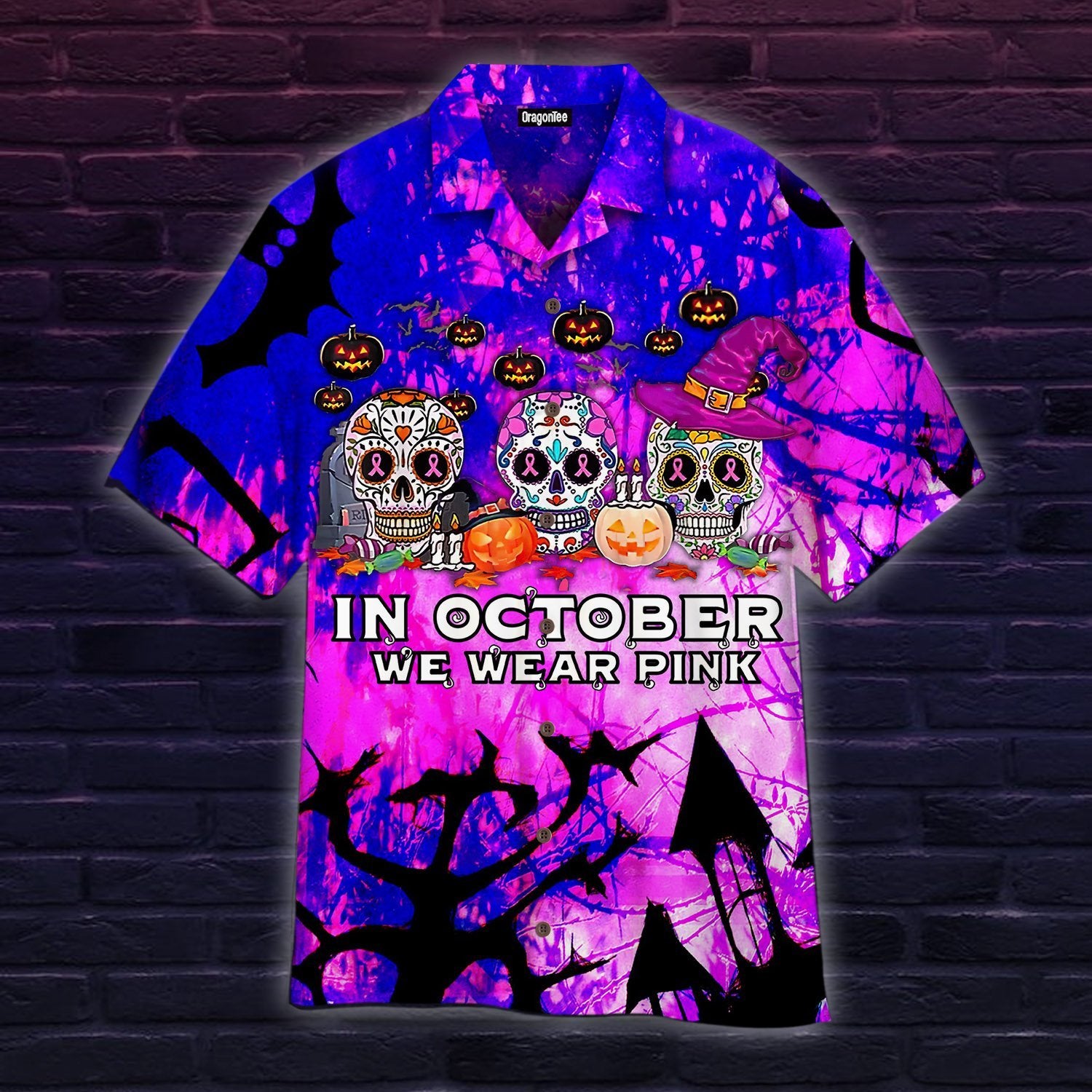 OragonTee In October We Wear Pink Halloween Hawaiian Shirt | For Men & Women | Adult | WT1054