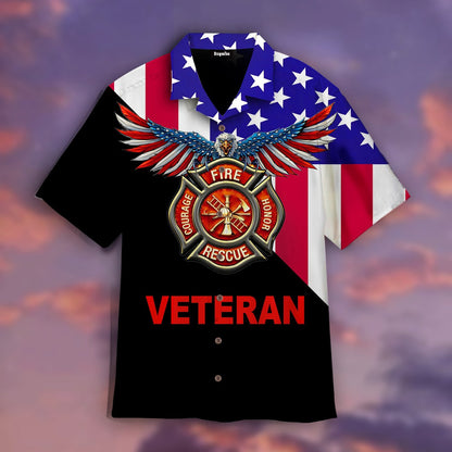 Firefighter Veteran American Eagle Hawaiian Shirt | For Men & Women | Adult | WT1062