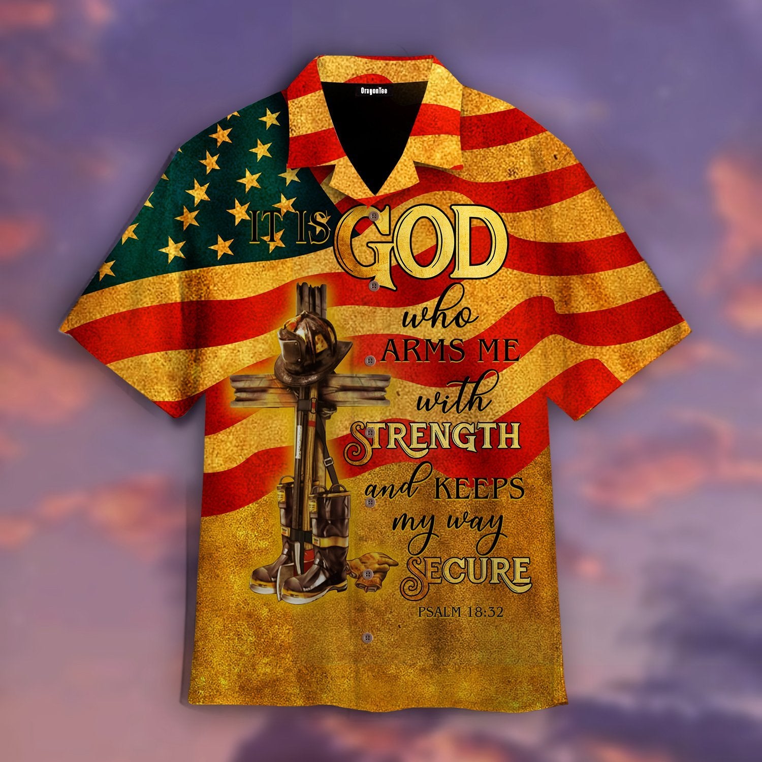 It Is God Who Arms Me With Strength Firefighter Hawaiian Shirt | For Men & Women | Adult | WT1064