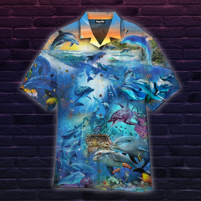 OragonTee Dolphin In The Ocean Hawaiian Shirt | For Men & Women | Adult | WT1102