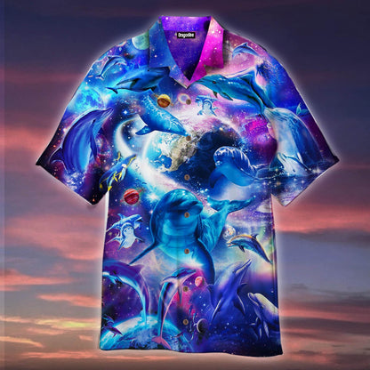 OragonTee Dolphins Jump Into The Galaxy Hawaiian Shirt | For Men & Women | Adult | WT1104