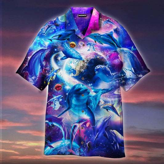 Dolphins Jump Into The Galaxy Hawaiian Shirt | For Men & Women | Adult | WT1104