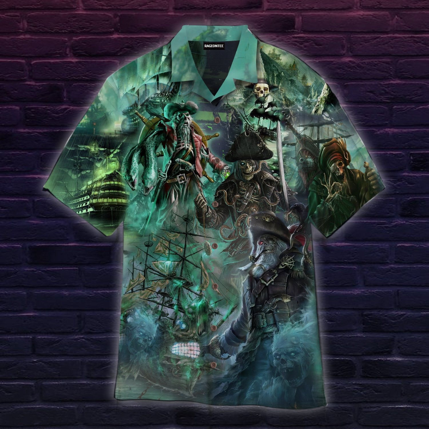 Skull Pirates And Ghost Ships Halloween Hawaiian Shirt | For Men & Women | Adult | WT1109