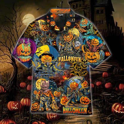 OragonTee Halloween Zombie Pumpkin Hawaiian Shirt | For Men & Women | Adult | WT1135