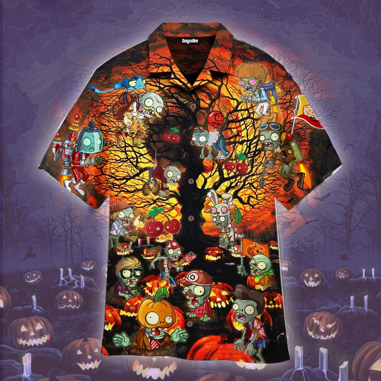 OragonTee Halloween Night Zombie Hawaiian Shirt | For Men & Women | Adult | WT1154