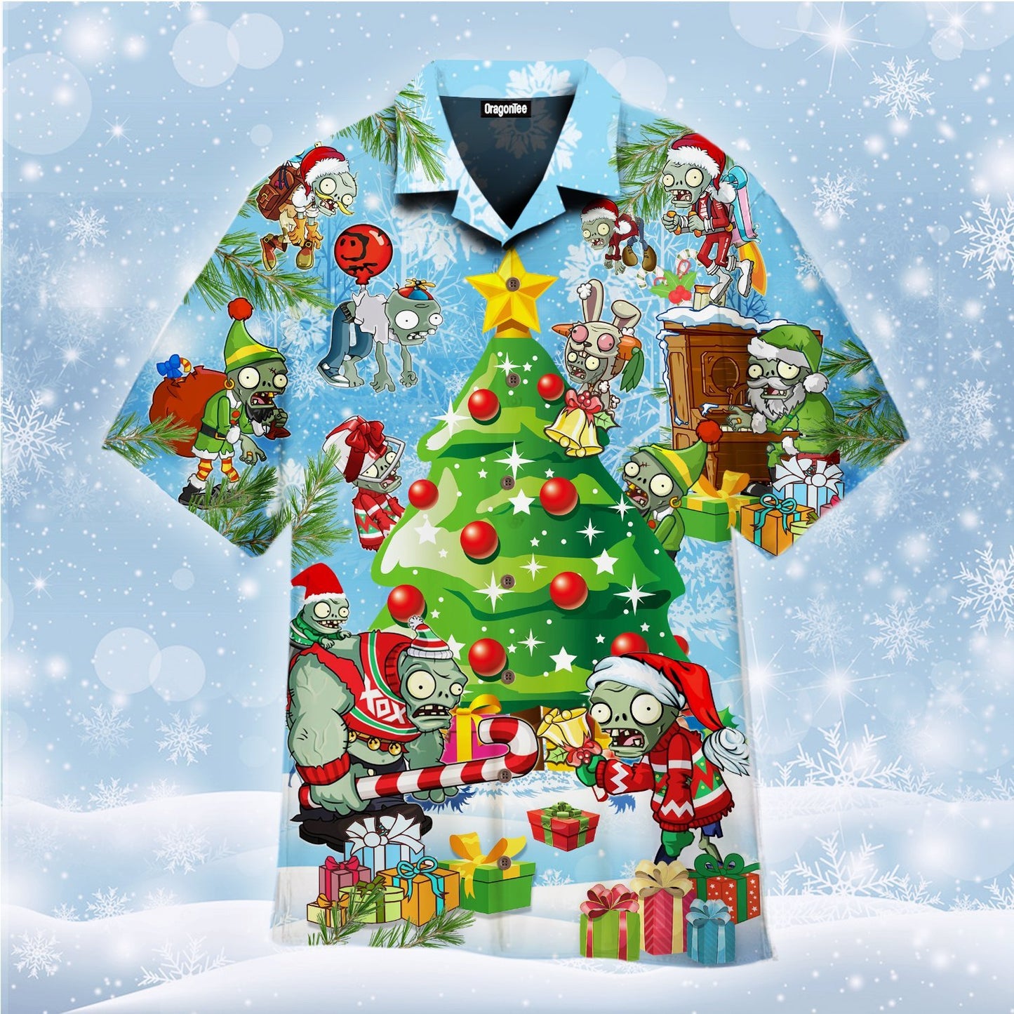 OragonTee Plant And Christmas Zombie Hawaiian Shirt | For Men & Women | Adult | WT1155