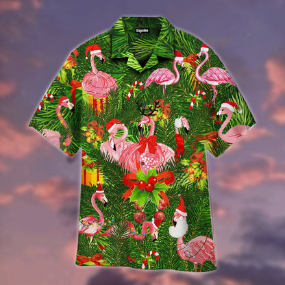 OragonTee Flamingo Merry Christmas Hawaiian Shirt | For Men & Women | Adult | WT1159