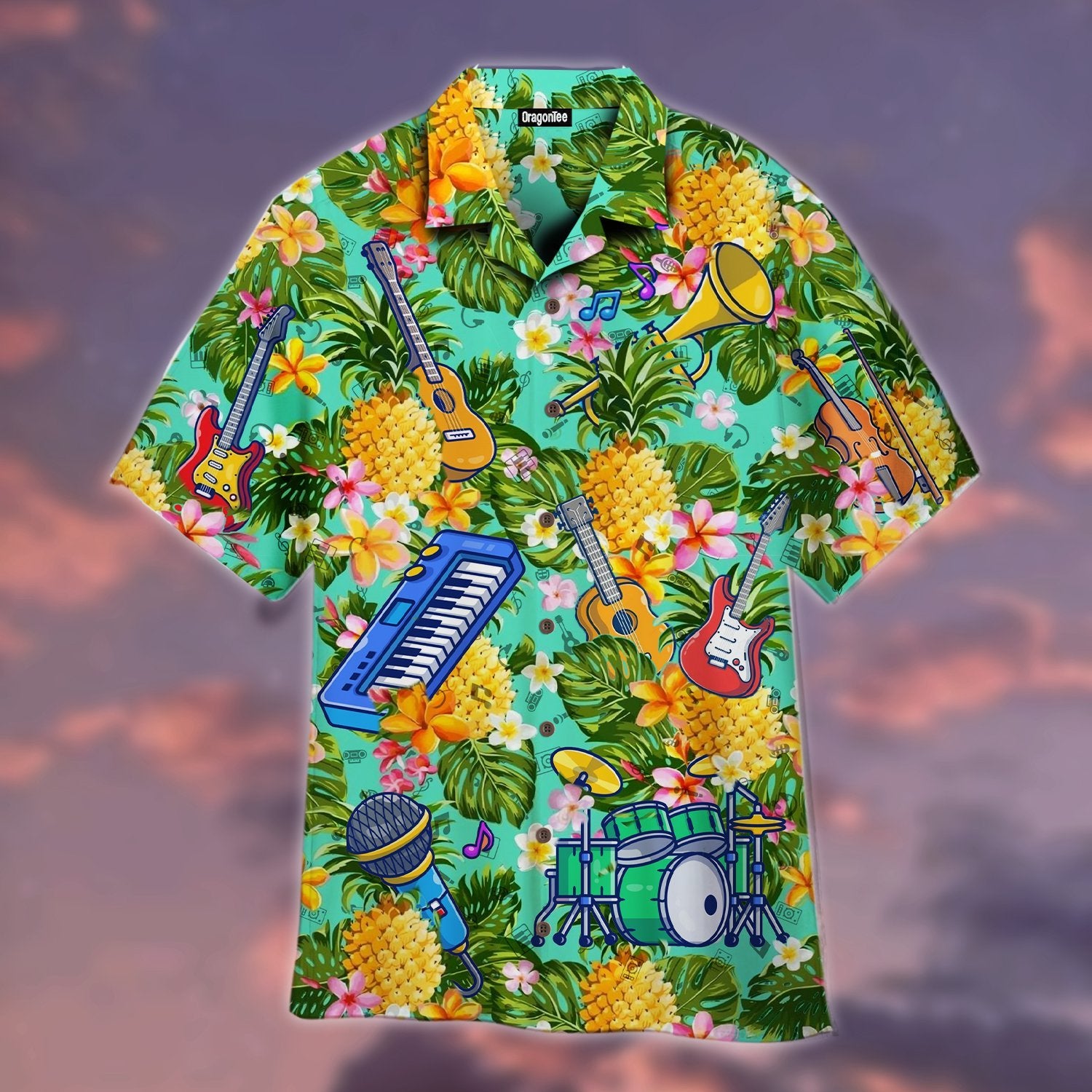 OragonTee Pineapple Musical Instrument Hawaiian Shirt | For Men & Women | Adult | WT1172