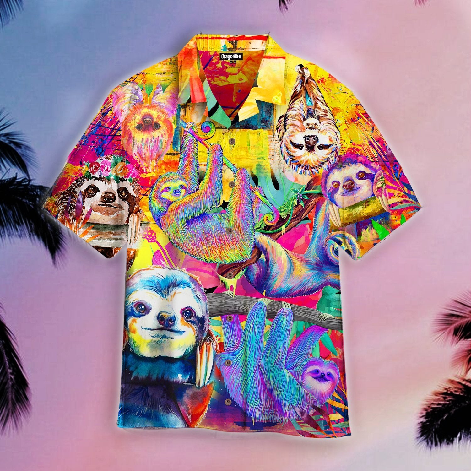 OragonTee My Love Is Colorful Sloth Hawaiian Shirt | For Men & Women | Adult | WT1200