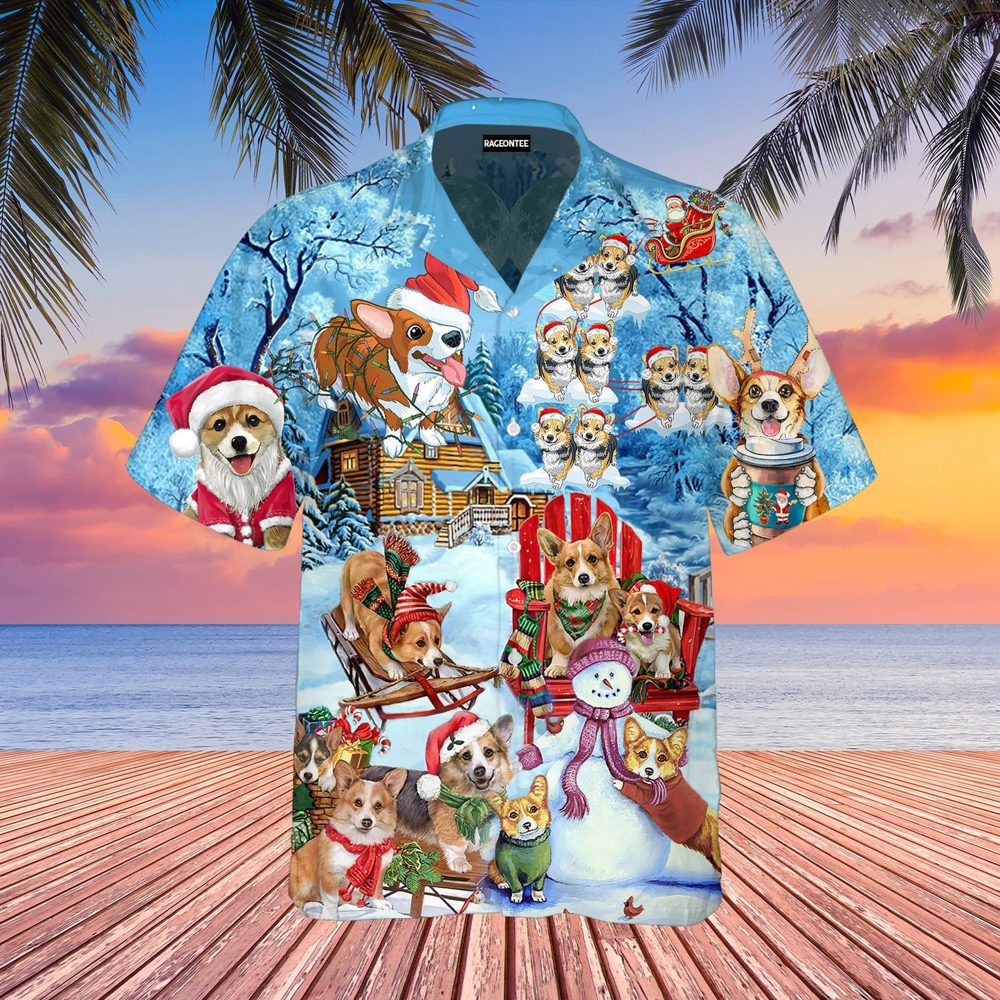 Dog Corgi Christmas Hawaiian Shirt | For Men & Women | Adult | WT1240