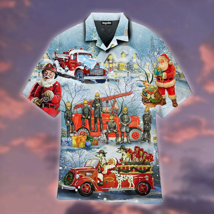 OragonTee Santa Firefighter Christmas Hawaiian Shirt | For Men & Women | Adult | WT1246