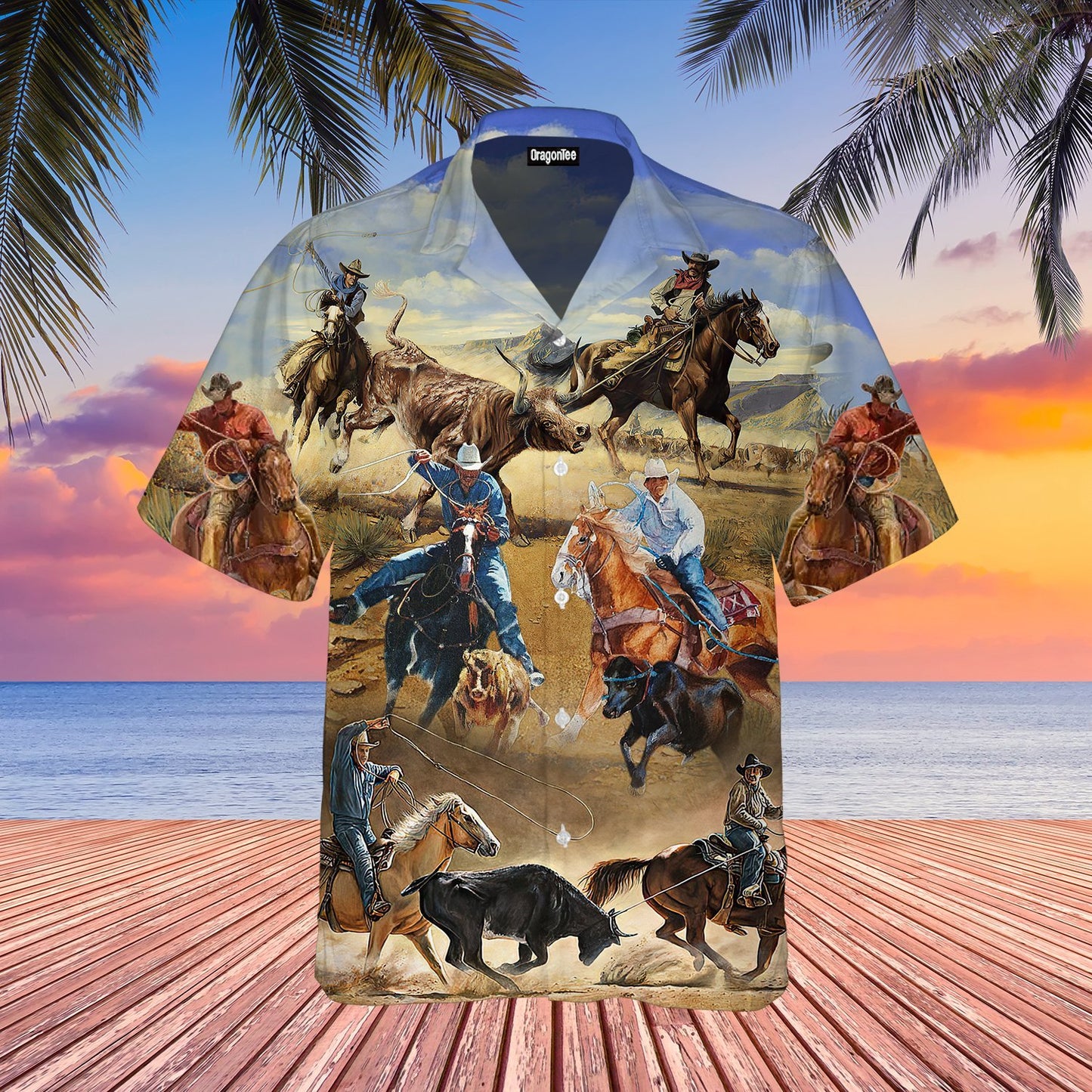 OragonTee Team Poping Rodeo Horse Hawaiian Shirt | For Men & Women | Adult | WT1249