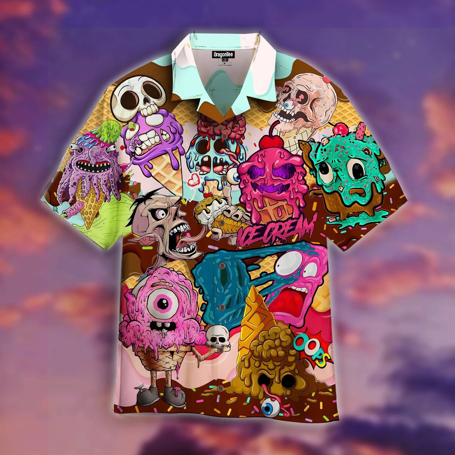 OragonTee Ice Cream Zombie Halloween Hawaiian Shirt | For Men & Women | Adult | WT1256