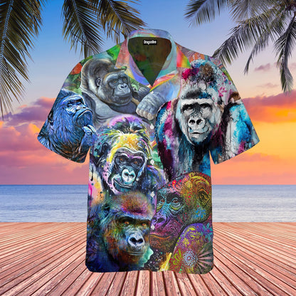 OragonTee Amazing Colorful Gorilla Hawaiian Shirt | For Men & Women| Adult | WT1258