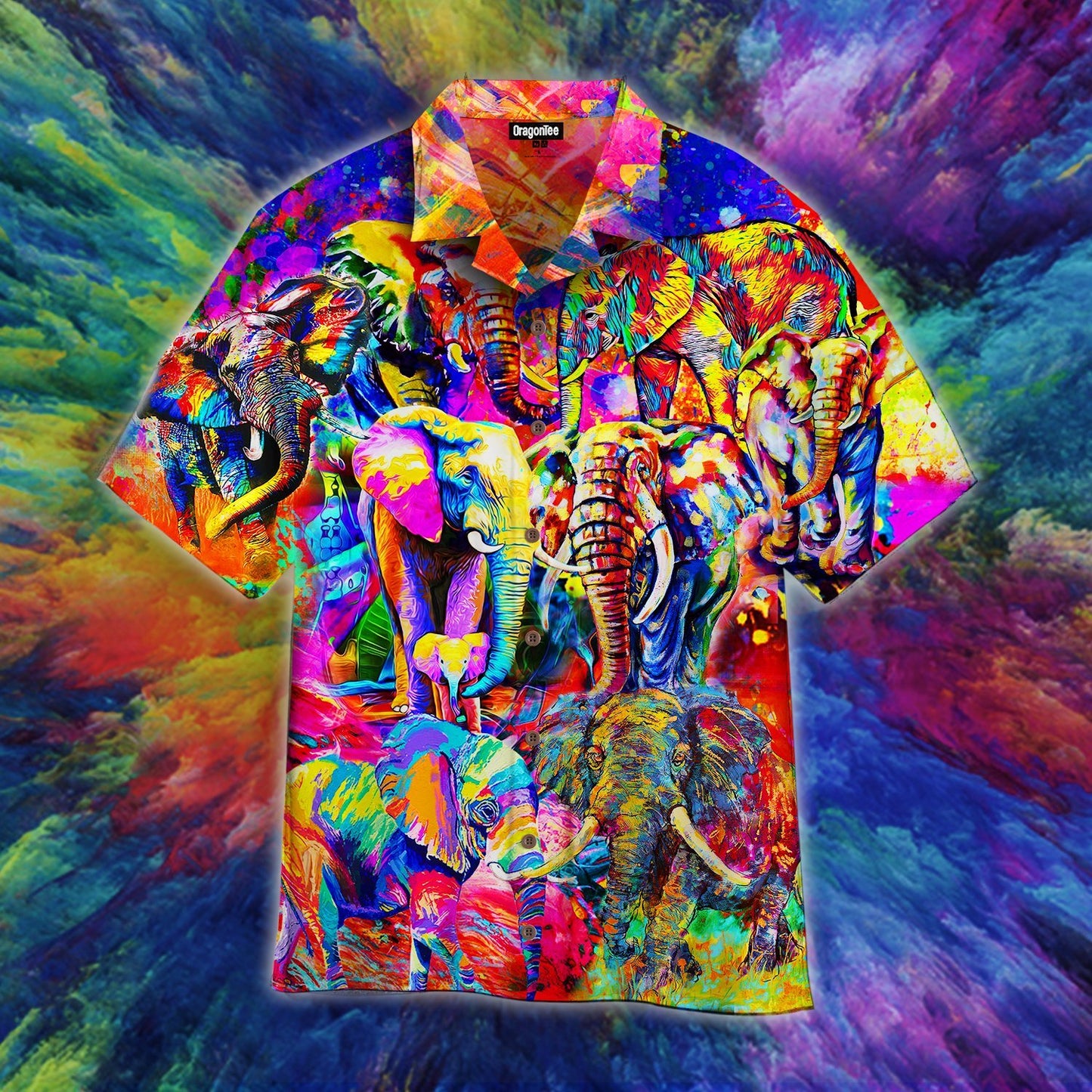 OragonTee Colorful Elephants Hawaiian Shirt | For Men & Women| Adult | WT1304