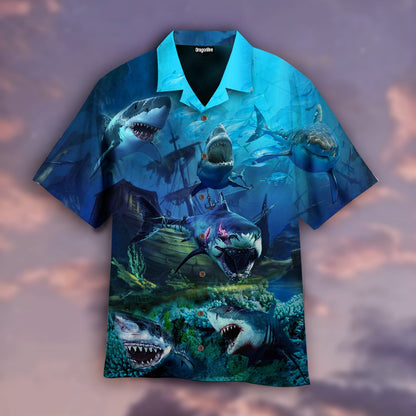 OragonTee In A World Full Of Fish, Be A Shark Hawaiian Shirt | For Men & Women | Adult | WT1336