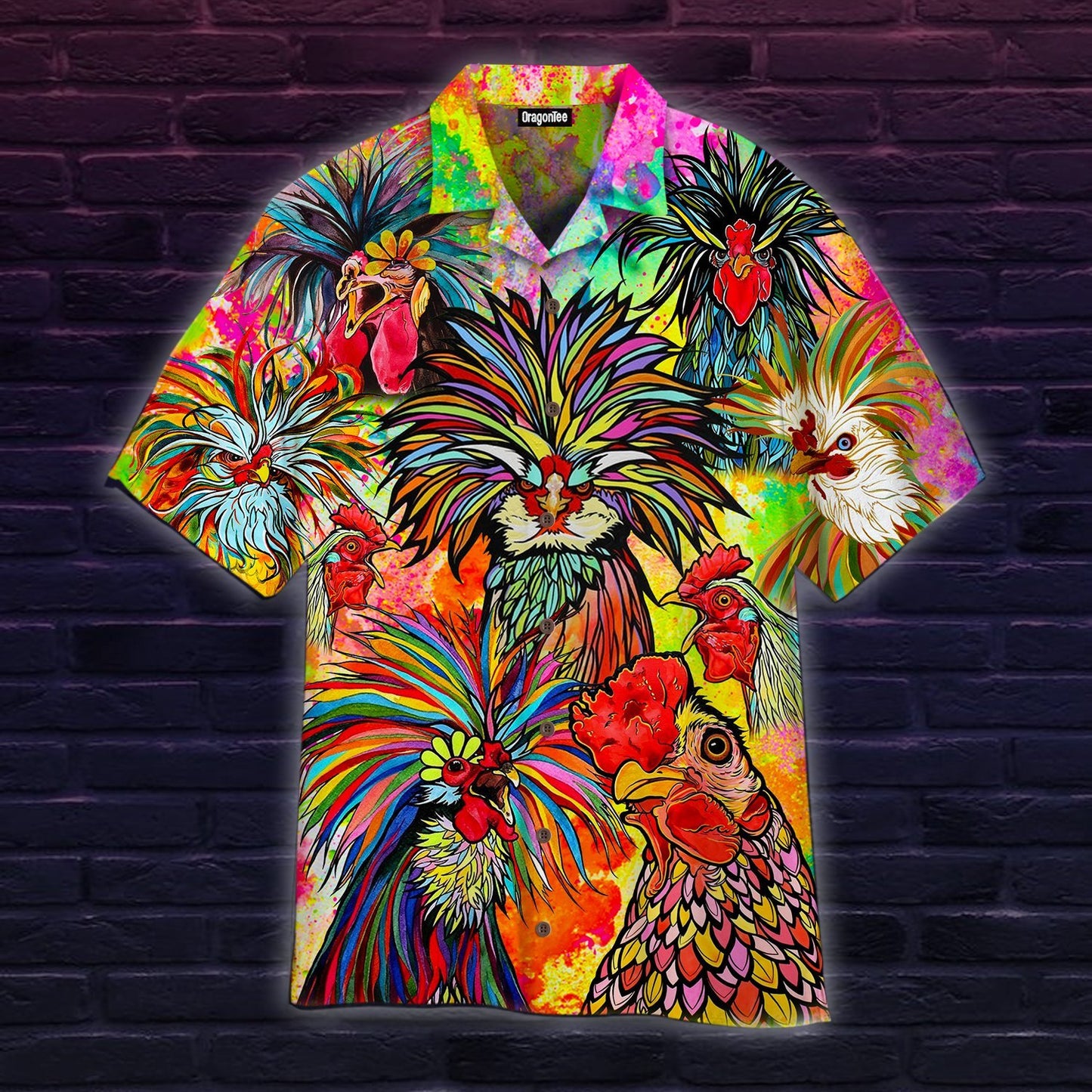 OragonTee Chicken Love Colorful Hawaiian Shirt | For Men & Women| Adult | WT1350