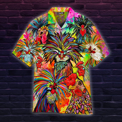 OragonTee Chicken Love Colorful Hawaiian Shirt | For Men & Women| Adult | WT1350