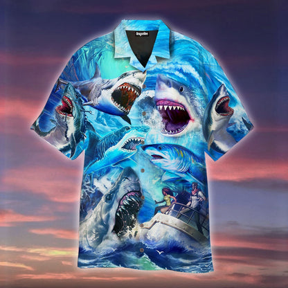 OragonTee The Meg Shark Is Attacking Prey Hawaiian Shirt | For Men & Women | Adult | WT1435