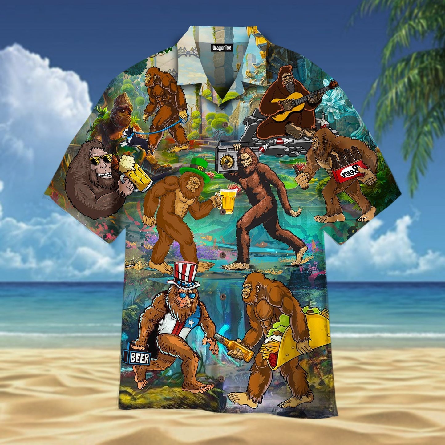 OragonTee Bigfoots Go Camping With Beer Hawaiian Shirt | For Men & Women | Adult | WT1510