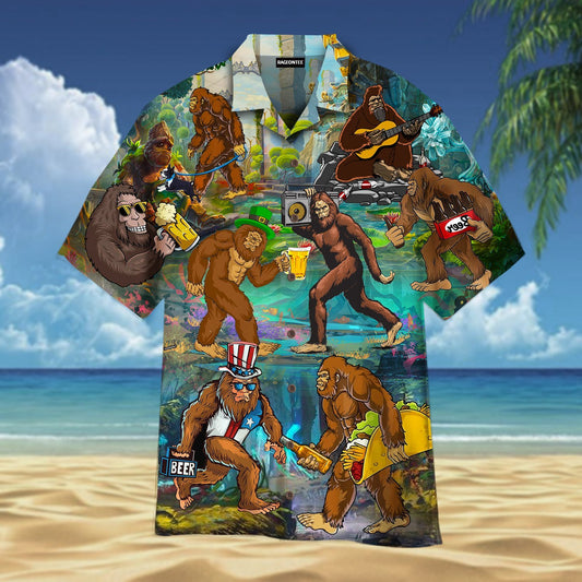 Bigfoots Go Camping With Beer Hawaiian Shirt | For Men & Women | Adult | WT1510