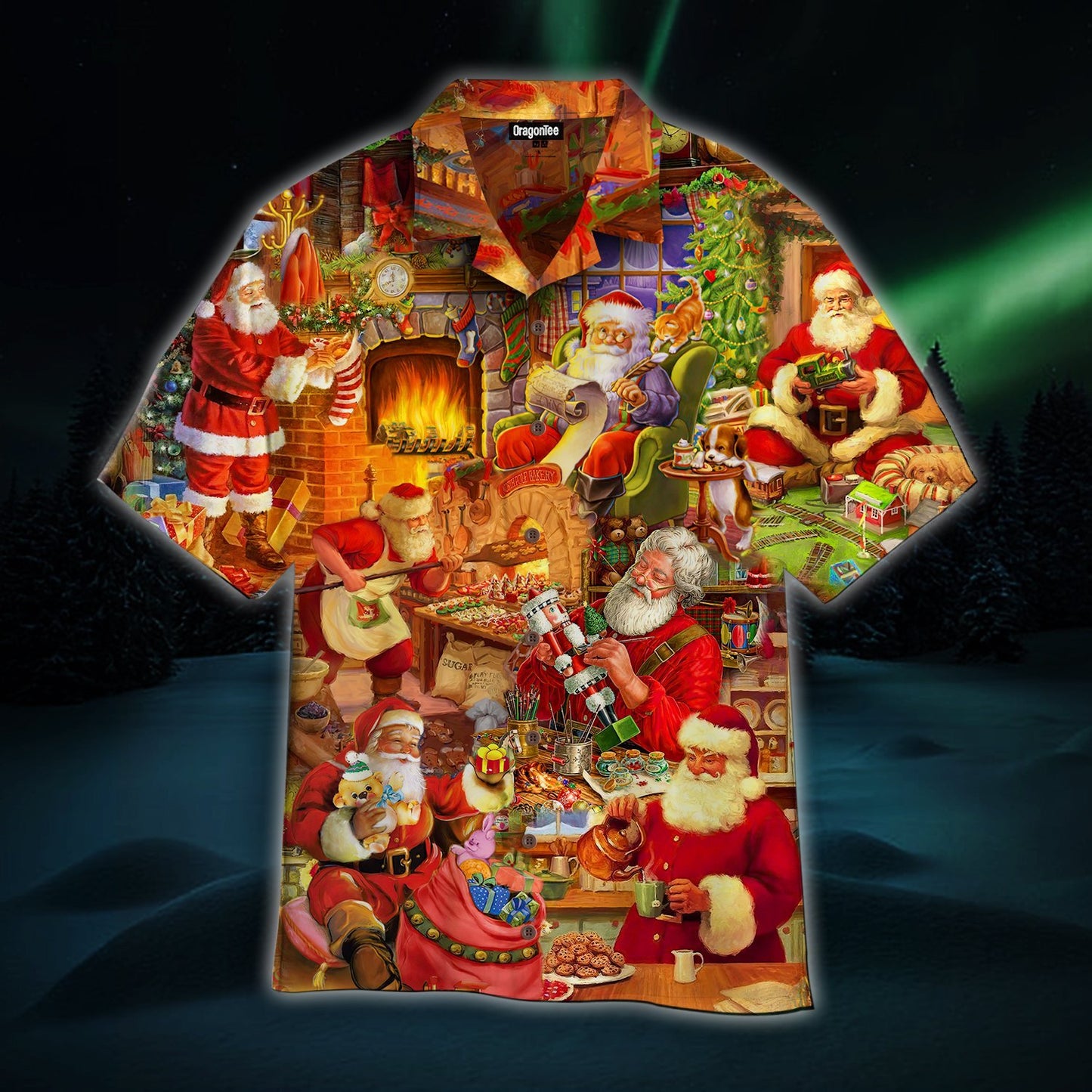 OragonTee Enjoy Christmas Night With Santa Claus Hawaiian Shirt | For Men & Women | Adult | WT1543