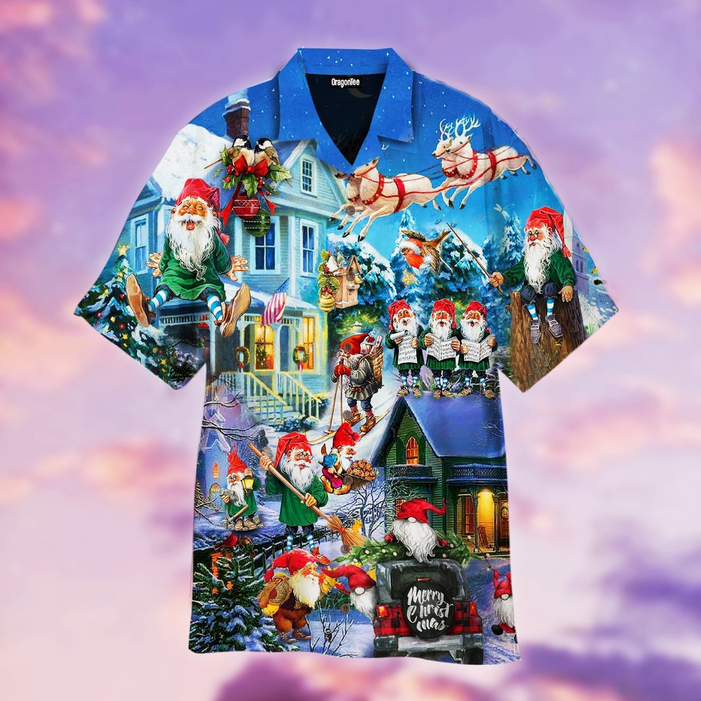 OragonTee Funny Gnome Santa On Christmas Day Hawaiian Shirt | For Men & Women | Adult | WT1544