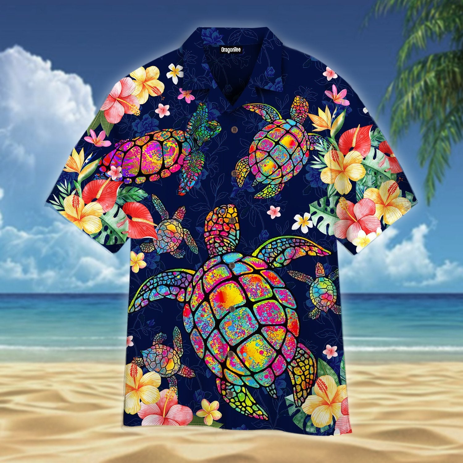 OragonTee Turtle In Tropical Flower Hawaiian Shirt | For Men & Women | Adult | WT1549