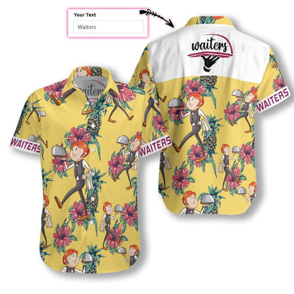 Waiters Pineapple Seamless Pattern Custom Hawaiian Shirt