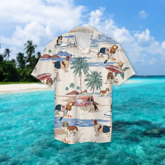 Welsh Springer Spaniel Summer Beach Hawaiian Shirt