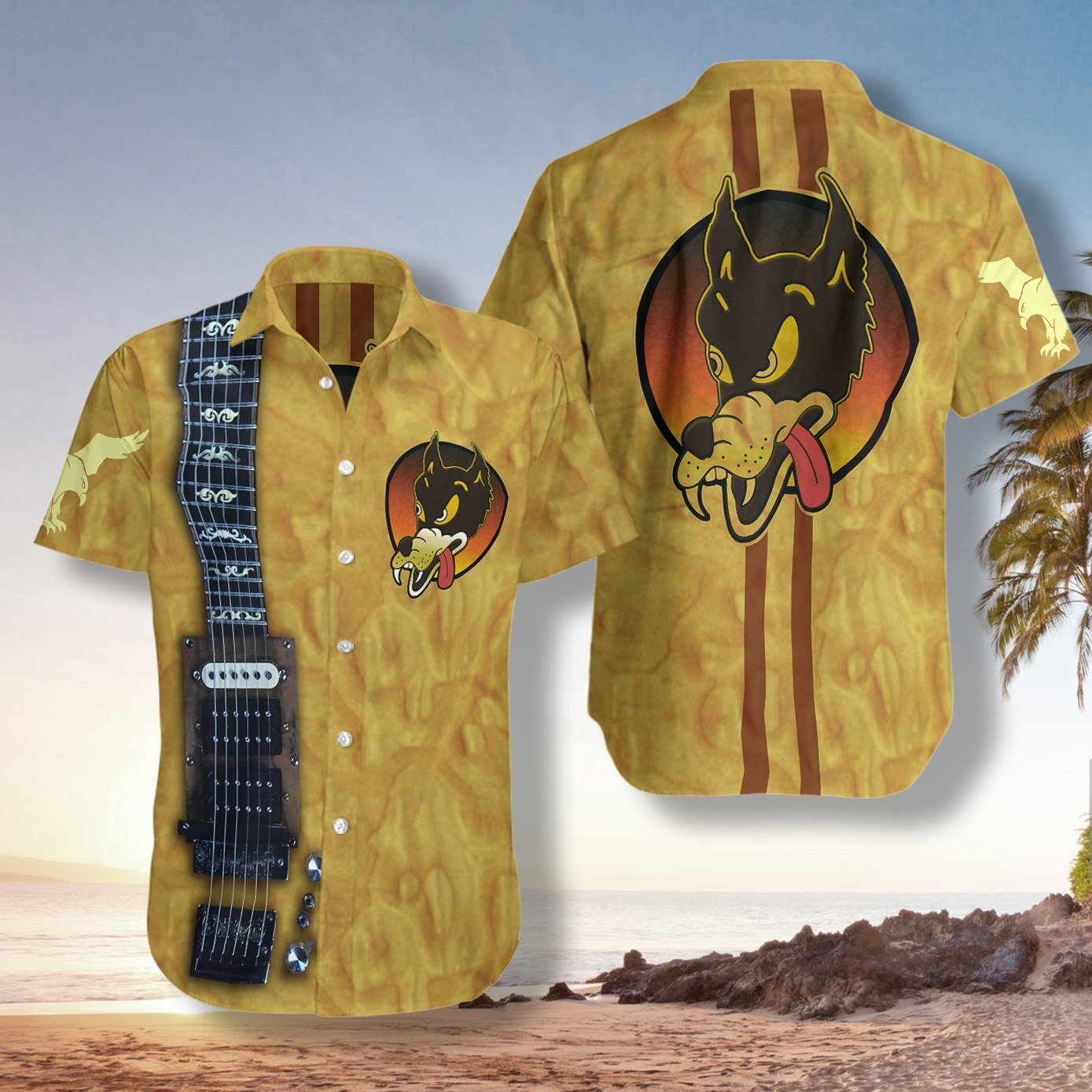 Wolf Guitar Hawaiian Shirt | For Men & Women | Adult | HW5249