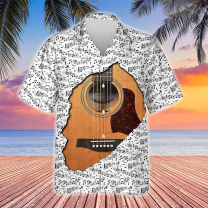 Music Notes Guitar Inside Shirt Lha1620Hw Hawaiian