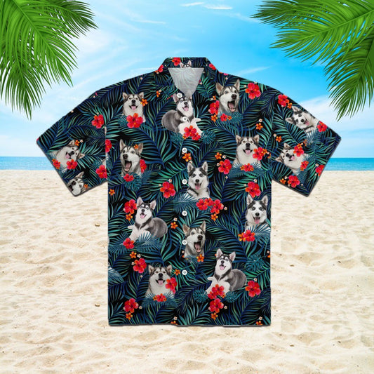 OragonTee Tropical Husky Hawaiian Shirt | For Men & Women | Adult | HW4503