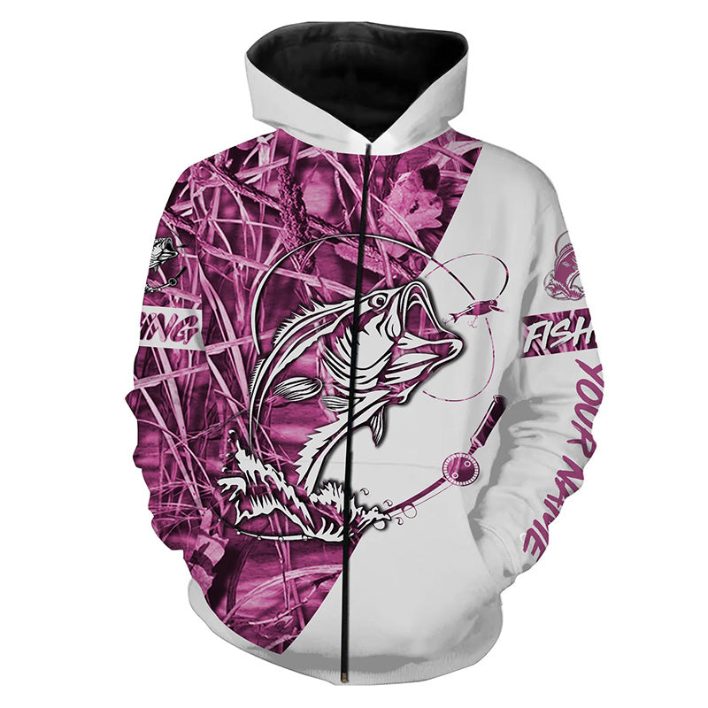 Personalized fishing tattoo full printing pink fishing shirt A3 Zip up hoodie