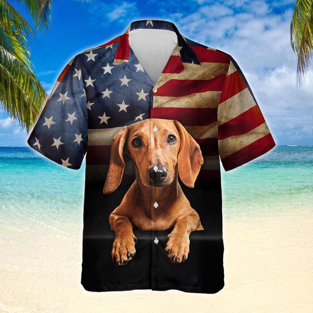 Red Dachshund Shirt Hawaiian