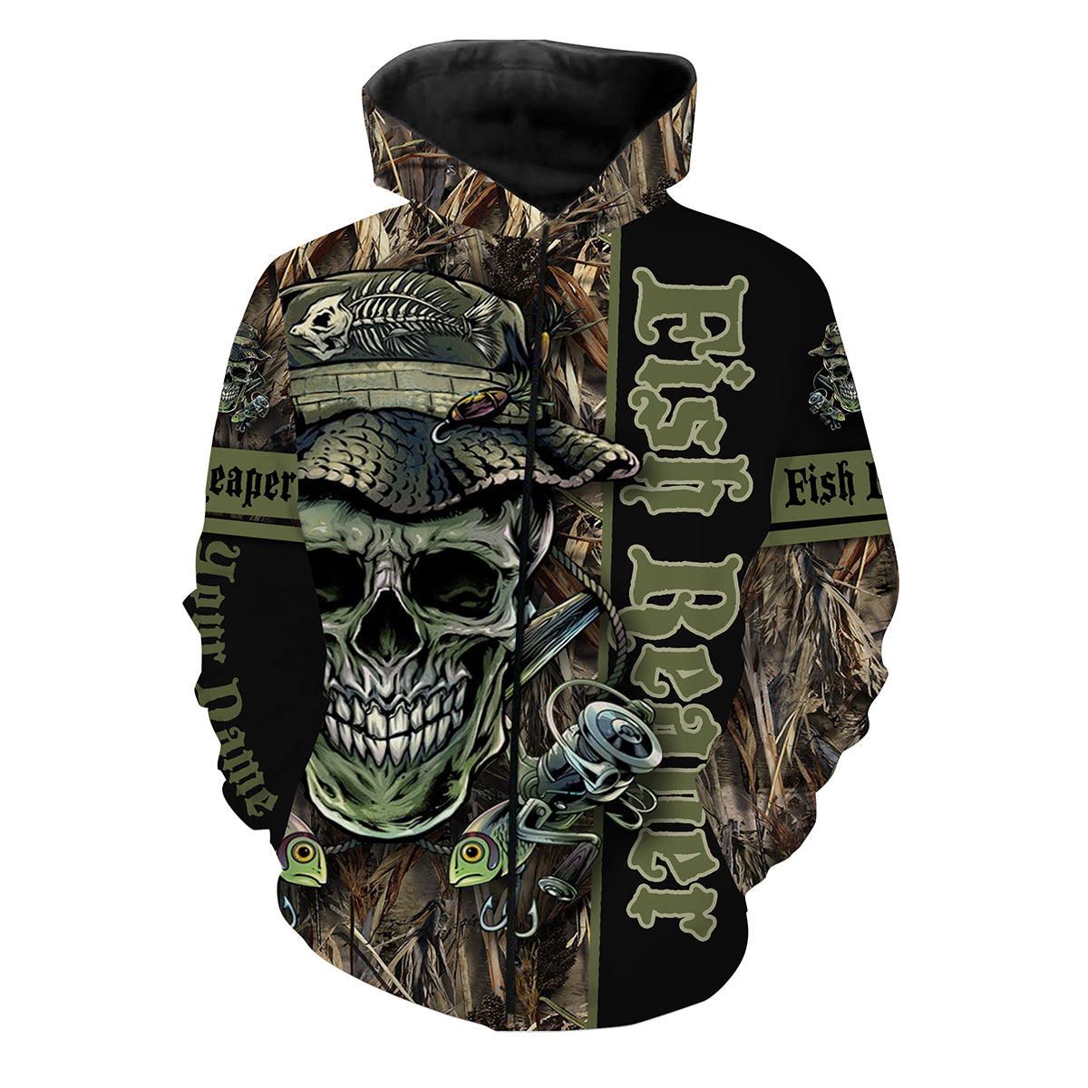 Fish Reaper Customize Name 3D All Over Printed Fishing Shirts Plus Size Personalized Gift NQS212 Zip up hoodie