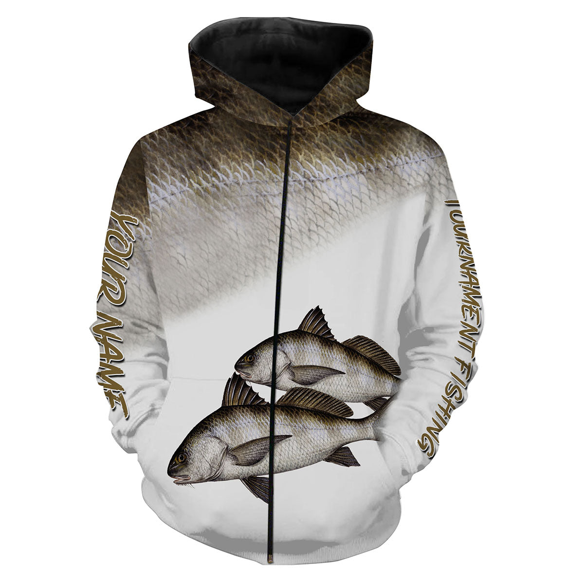 Black Drum Tournament Fishing Customize Name All Over Print Shirts Personalized Gift Fsa40 Zip Up Hoodie Zip Up Hoodie