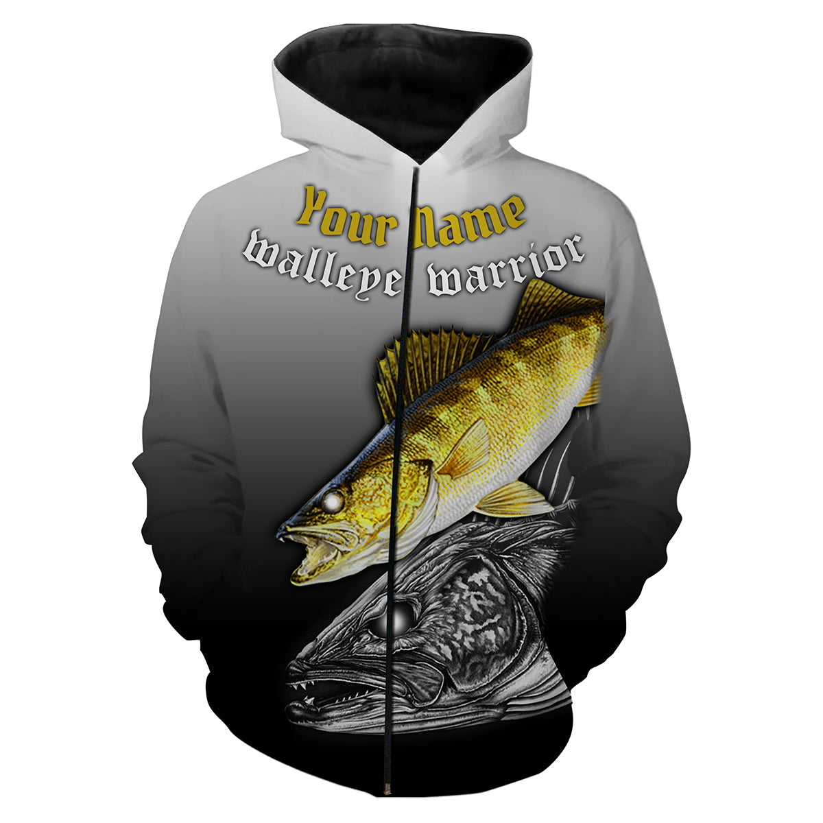 Walleye warrior walleye fishing customize name all-over print shirts Zip up hoodie