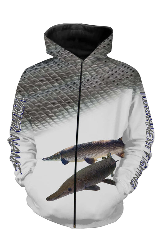 Alligator Gar tournament fishing customize name all over print shirts personalized gift NQS179 Zip up hoodie