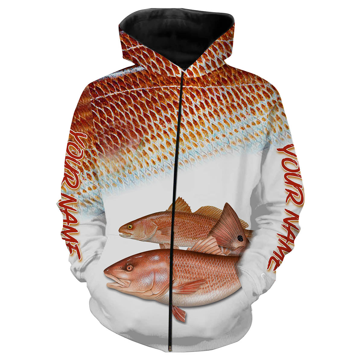 Redfish Puppy Drum fishing customize name all over print shirts personalized gift NQS204 Zip up hoodie