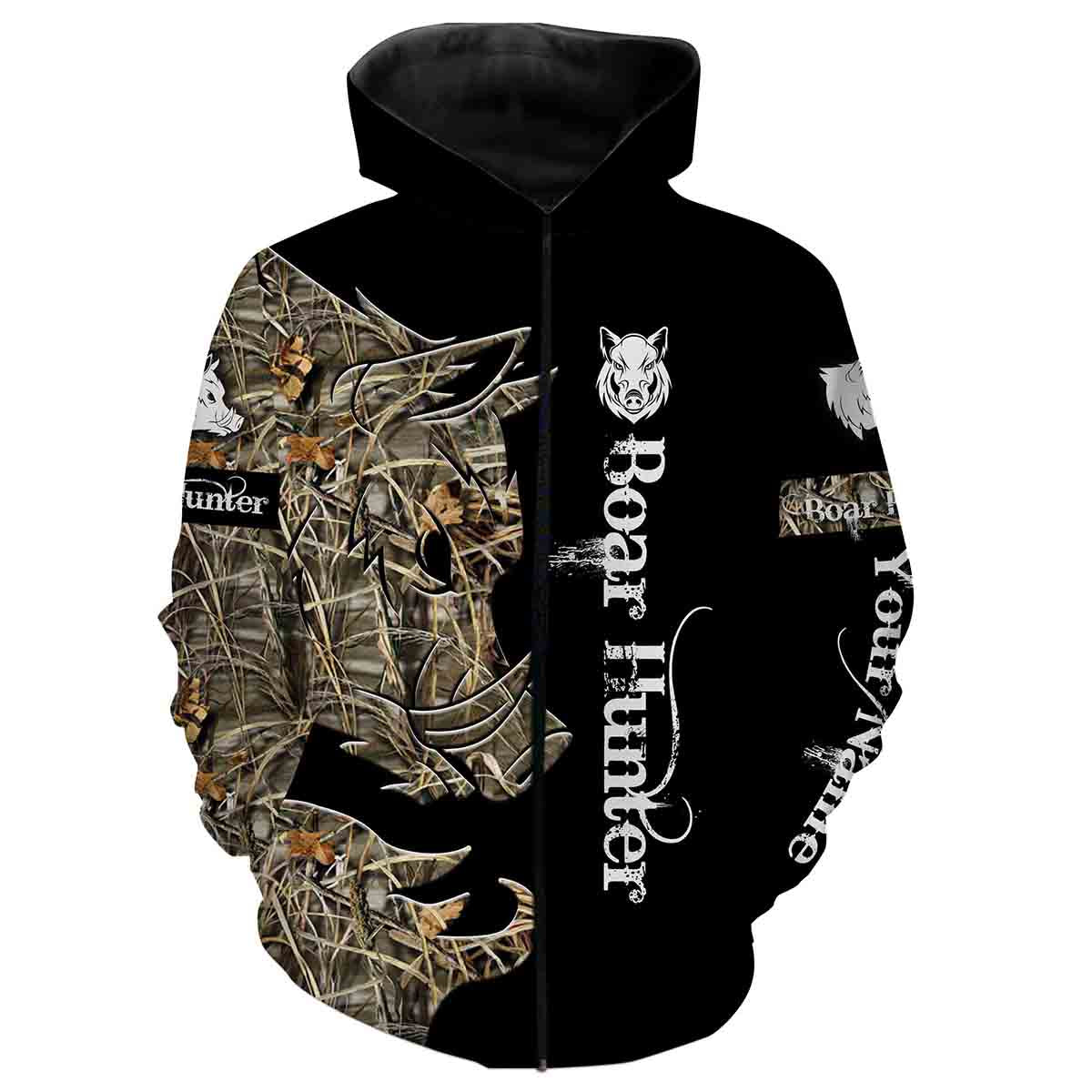 Personalized Wild Hog Hunting Camo Full Printing Sweatshirt Zip up hoodie