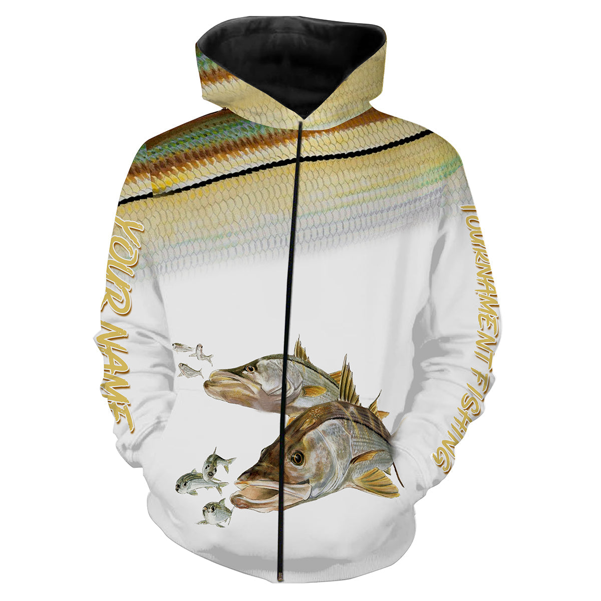 Snook tournament fishing customize name all over print shirts for Mens Zip up hoodie